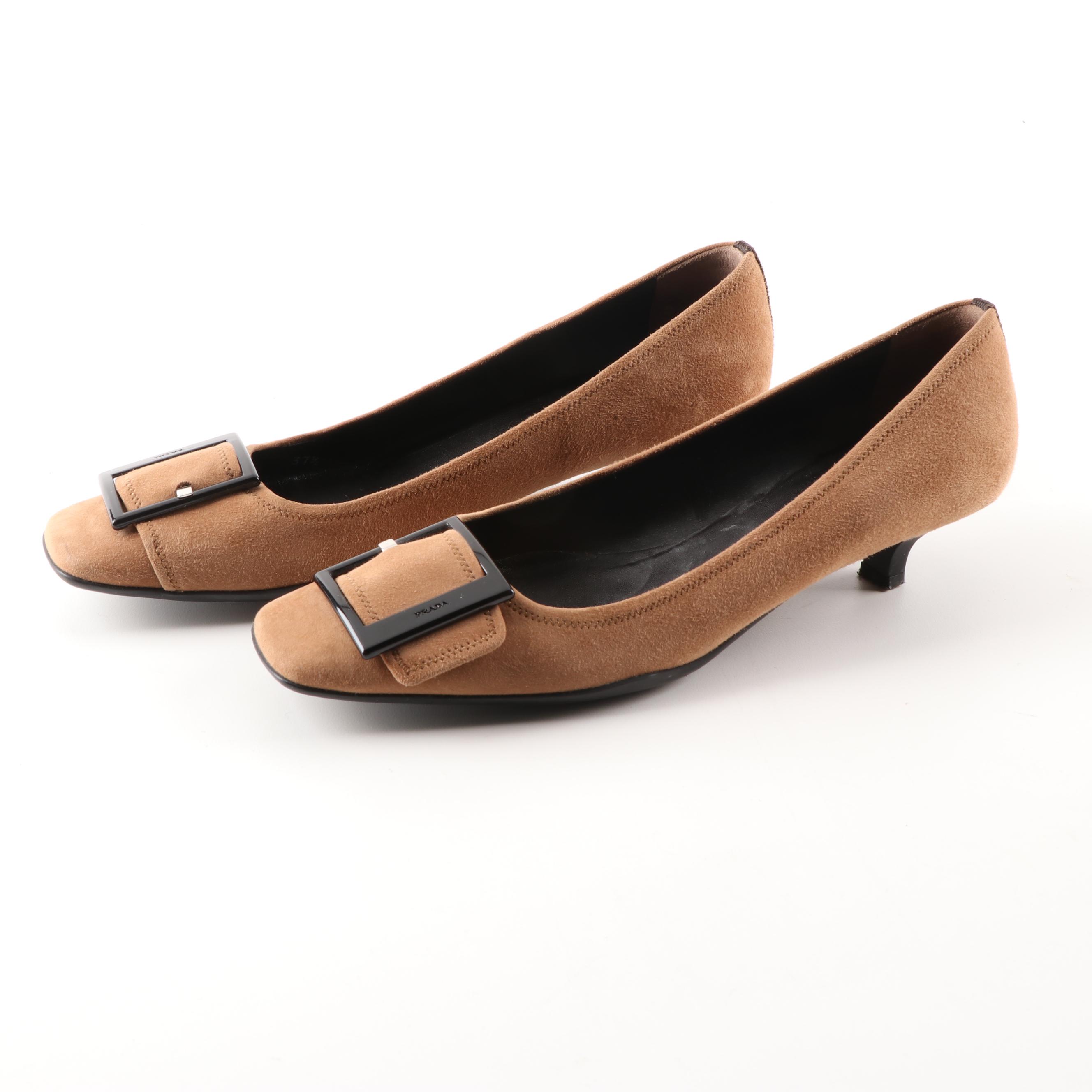 Women's Prada Tan Suede Pumps