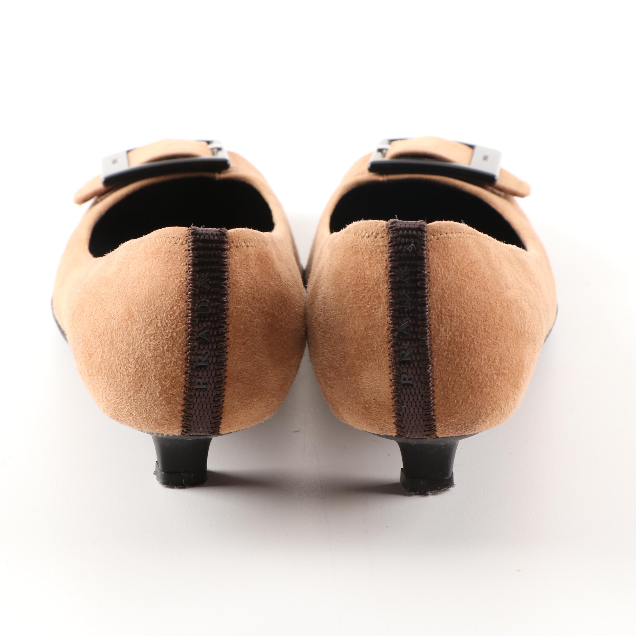 Women's Prada Tan Suede Pumps