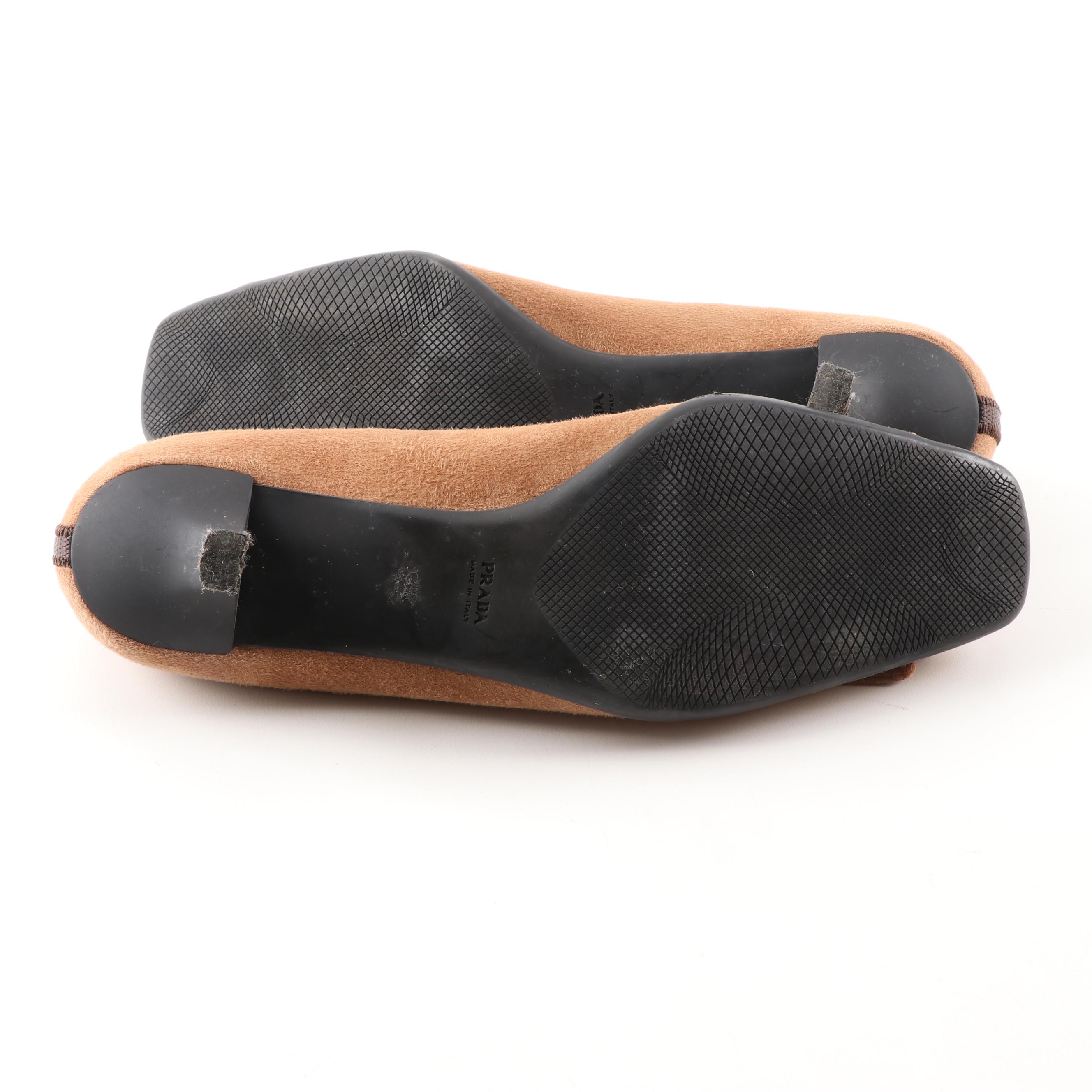 Women's Prada Tan Suede Pumps