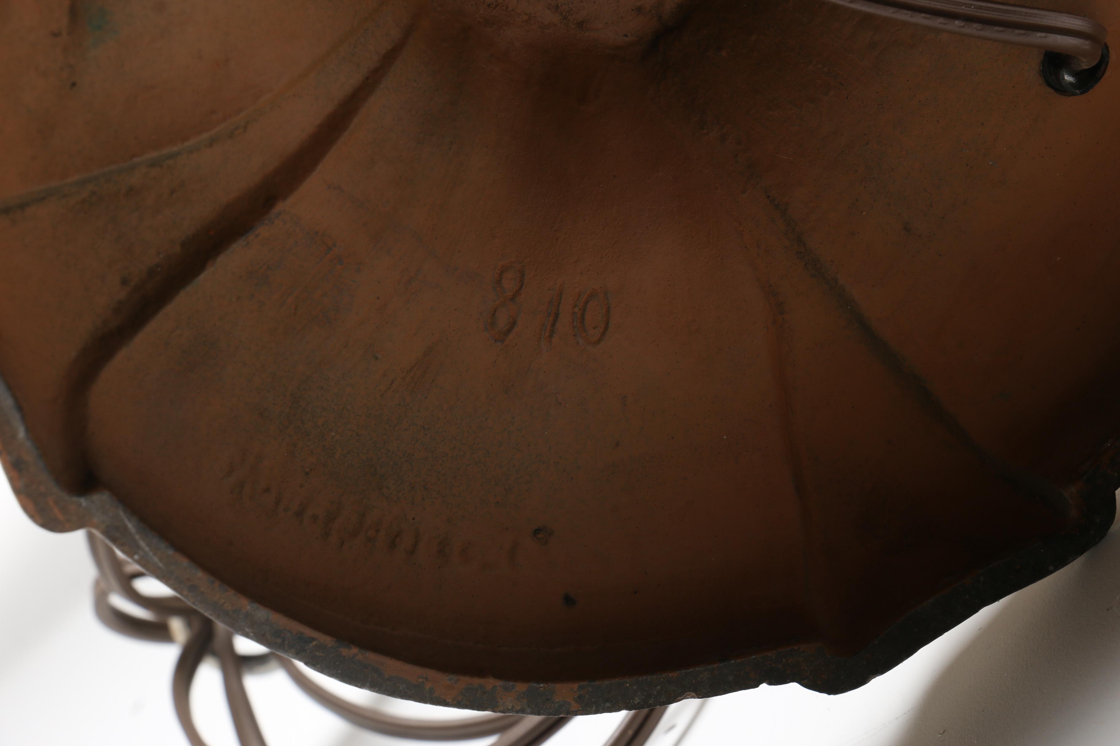 Handel Table Lamp with Slag Glass Panels and Metal Overlay