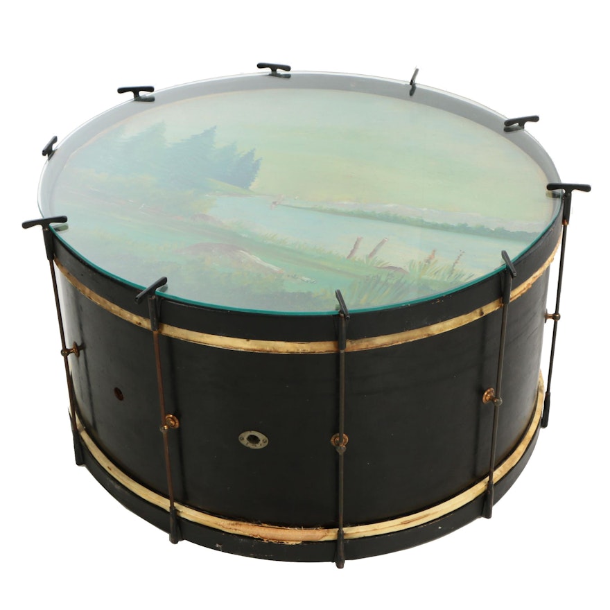 Leedy Mfg. Co. Base Drum with Hand-Painted Landscape Scene, Circa 1930