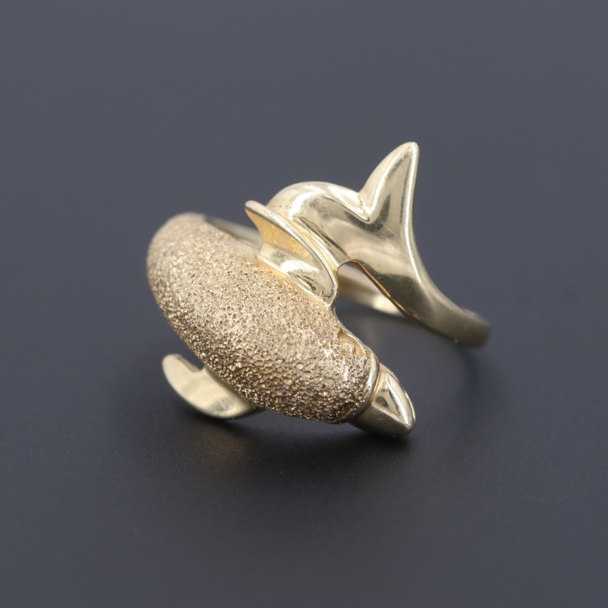 14K Yellow Gold Dolphin Ring