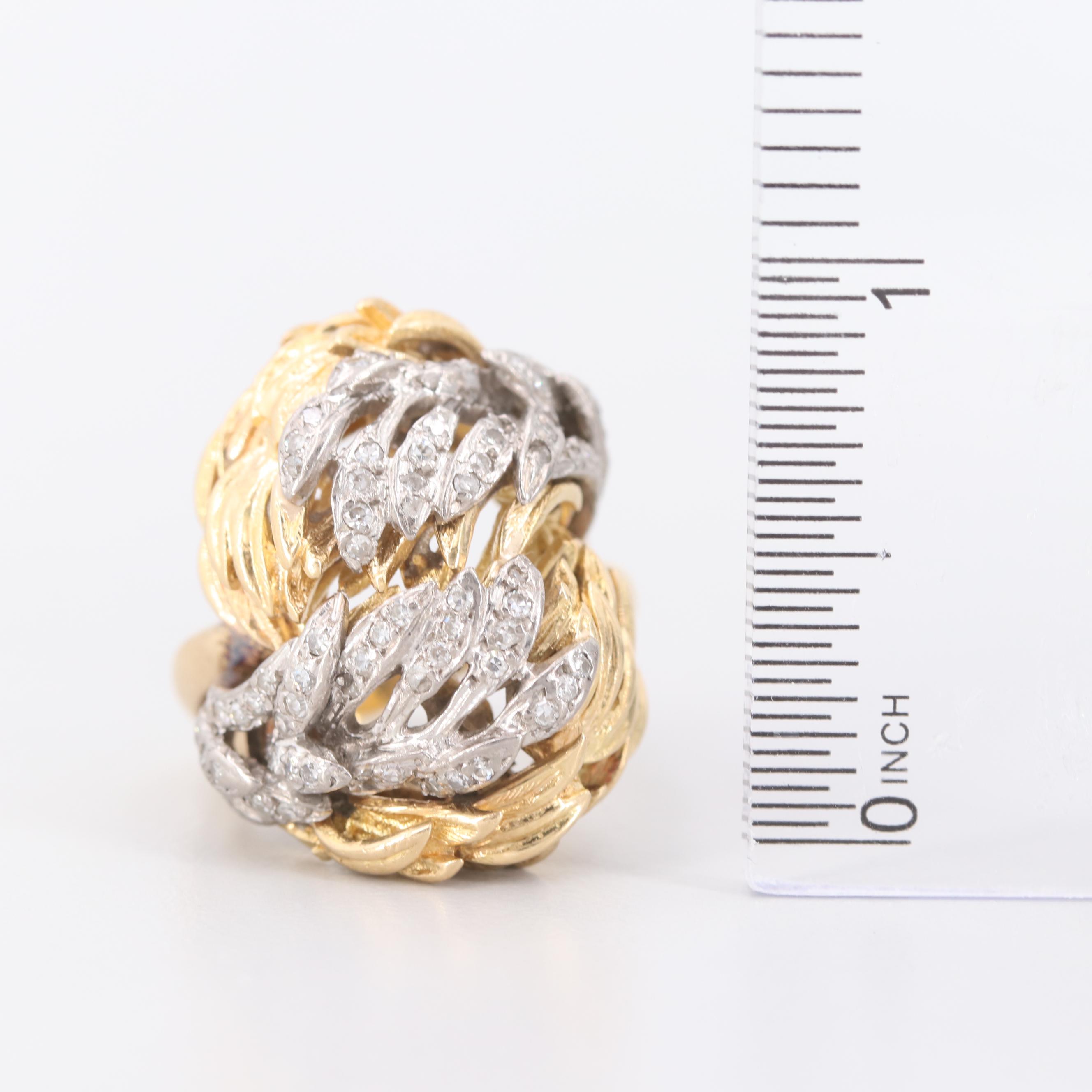 Vintage Rudi Cherny 18K Yellow and White Gold Diamond Ring