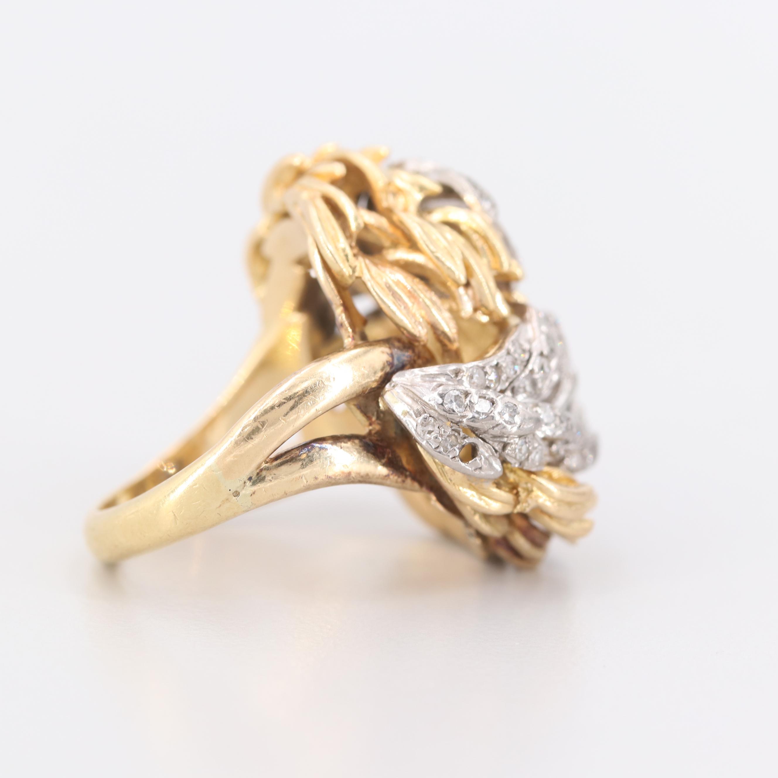 Vintage Rudi Cherny 18K Yellow and White Gold Diamond Ring