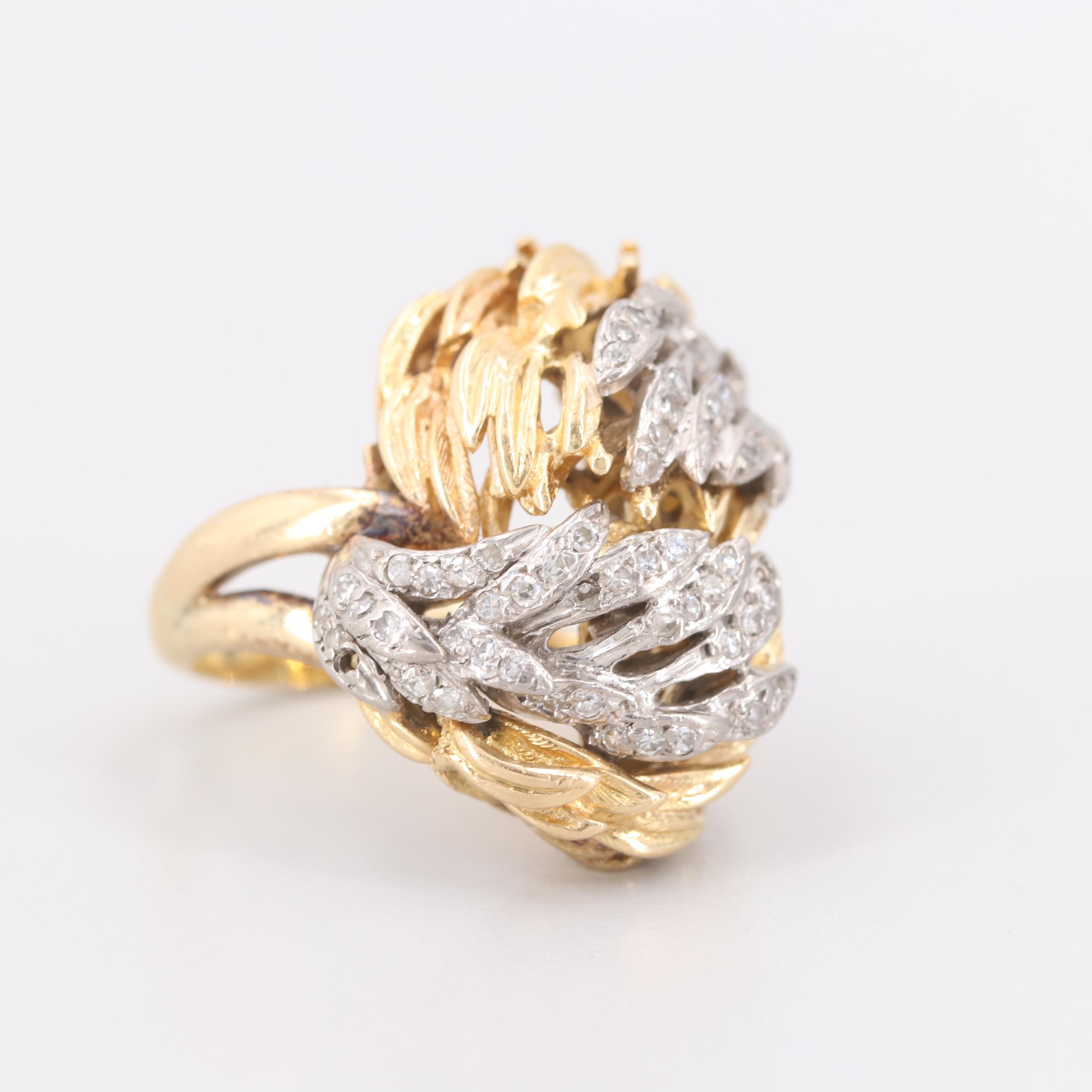 Vintage Rudi Cherny 18K Yellow and White Gold Diamond Ring