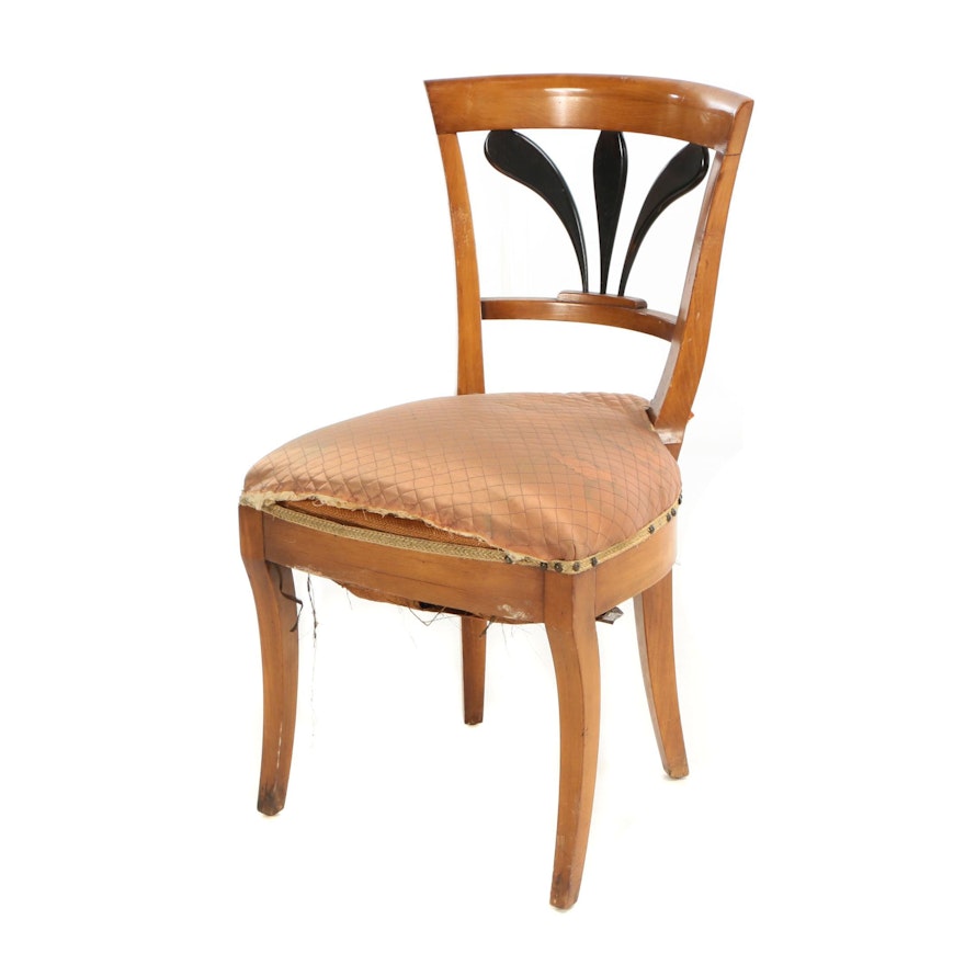 Biedermeier Fruitwood and Parcel-Ebonized Side Chair, Mid 19th Century