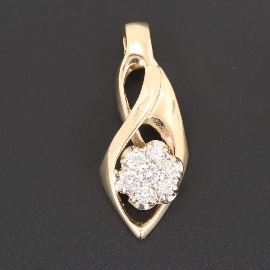 14K Yellow Gold Diamond Pendant