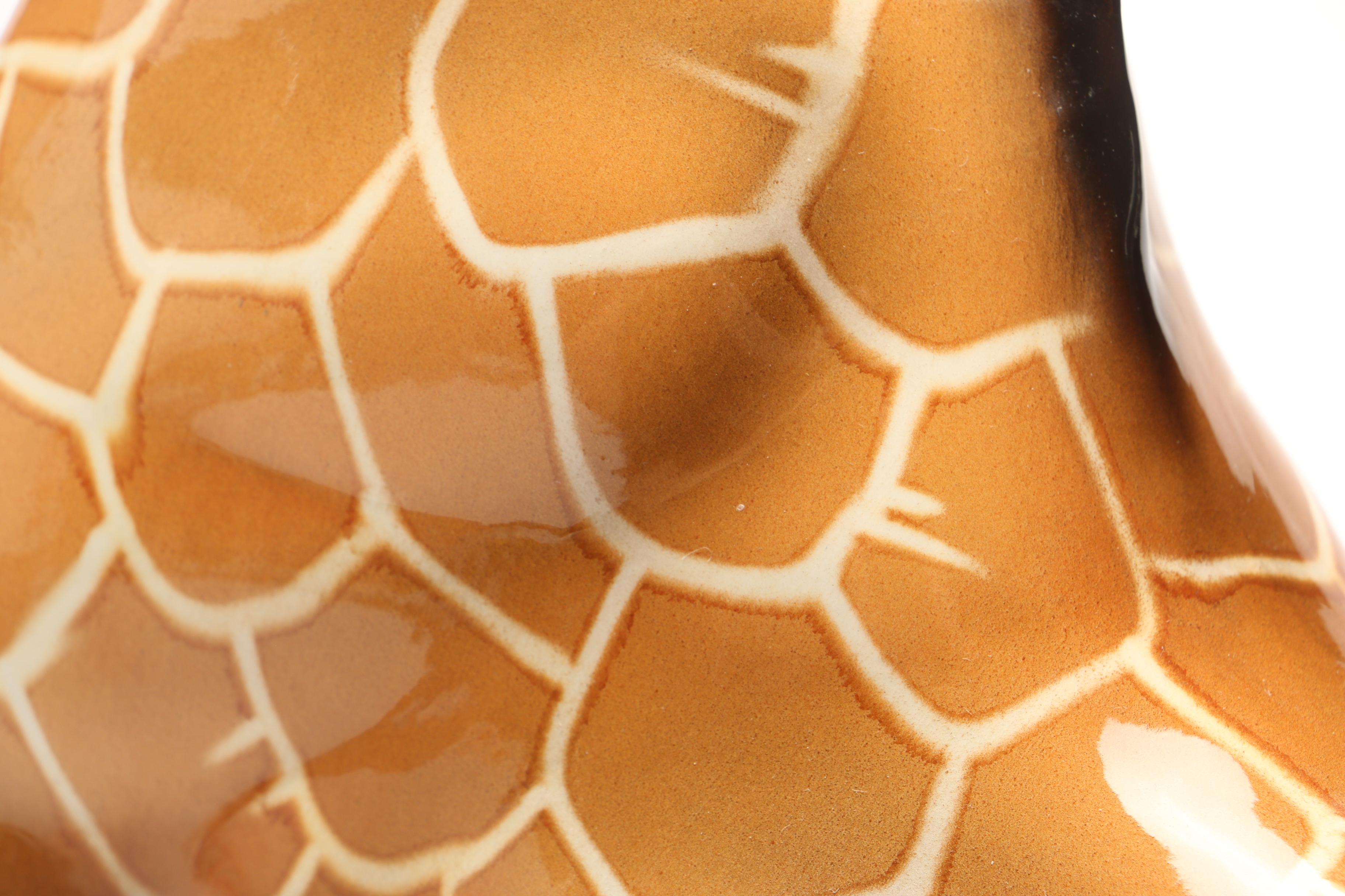 Italian Ronzan Ceramic Hand-Painted Giraffe Signed by the Artist