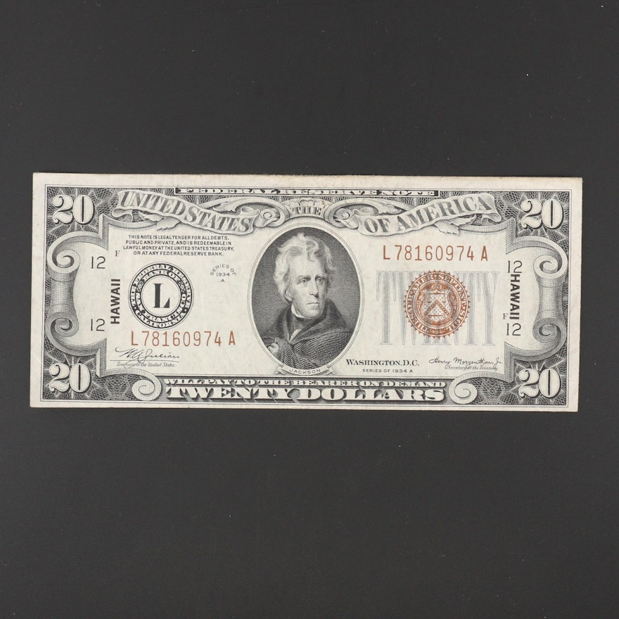 WWII $20 Hawaiian Overprint Brown Seal Federal Reserve Note