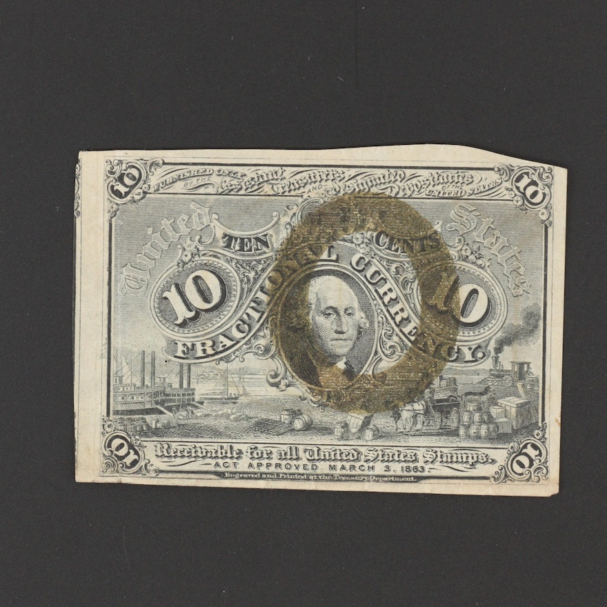 Second Issue 10-Cent Fractional Currency Note From 1863