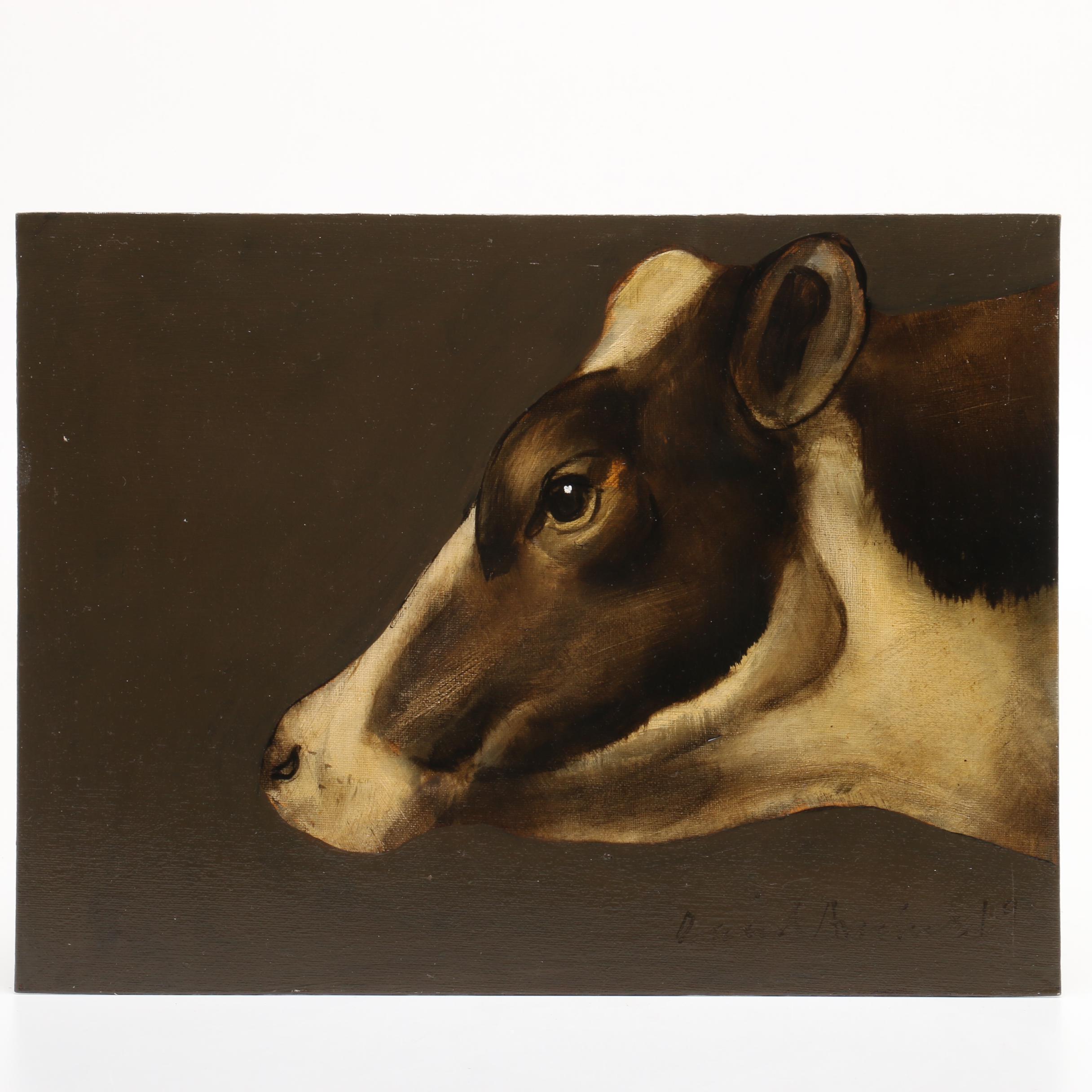 David Andrews Oil Painting of Friesian Cow
