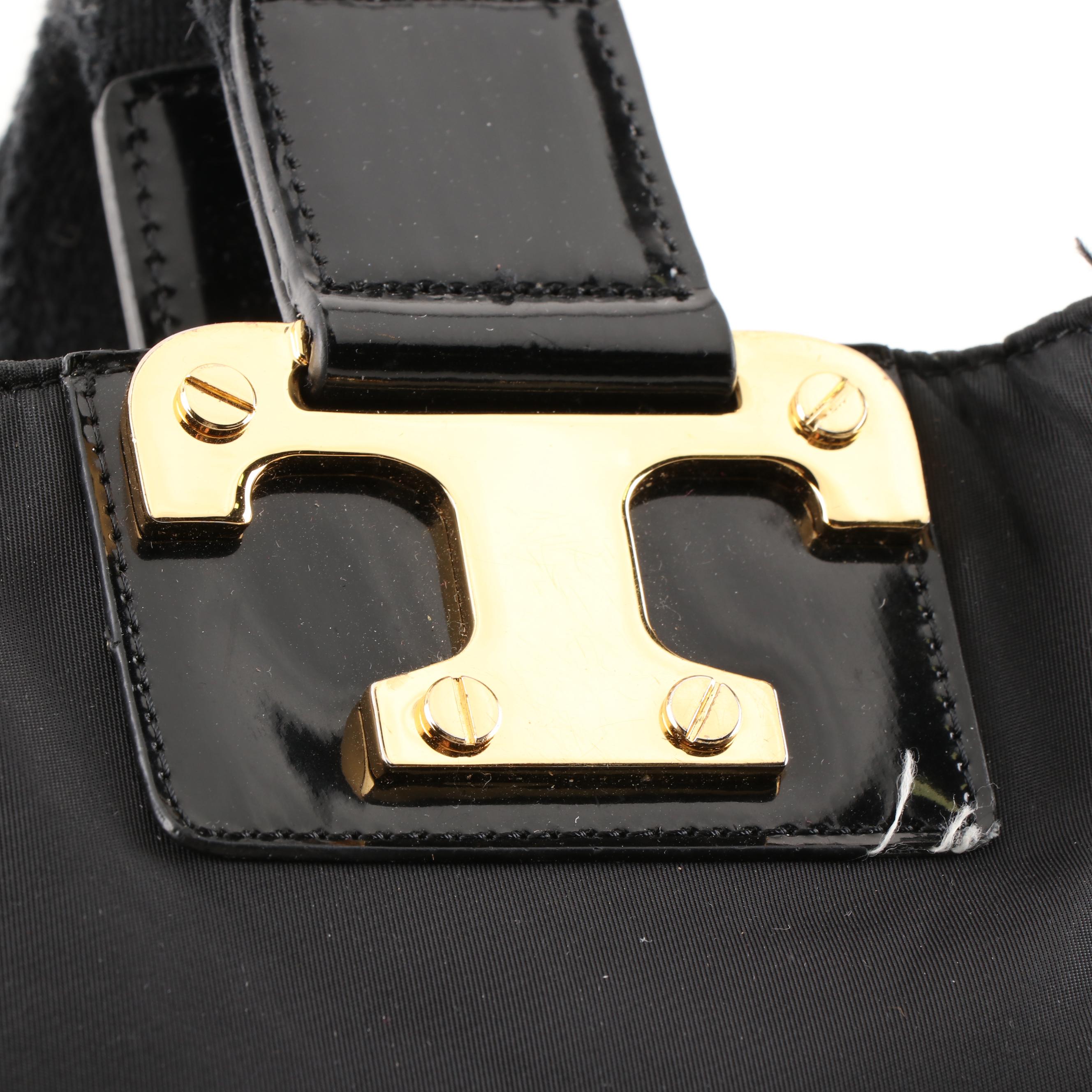 Tory Burch Black Nylon and Patent Leather Crossbody Tote Bag