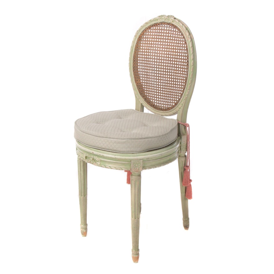 Louis XVI Style Green-Painted Beech Petite Side Chair, 20th Century