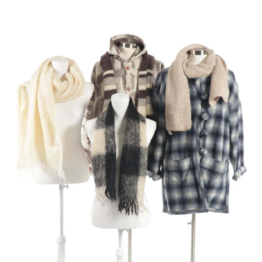 Women's Wool and Alpaca Outerwear Including Mohair Scarves