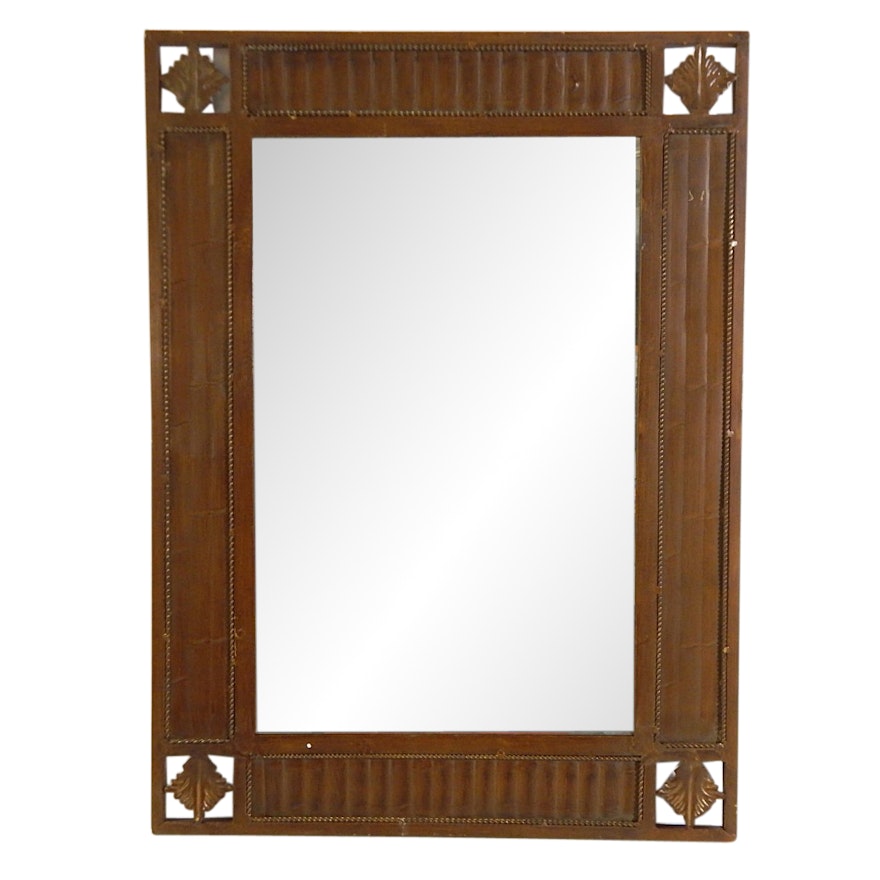 Beveled Wall Mirror with Metal and Iron Stylized Frame