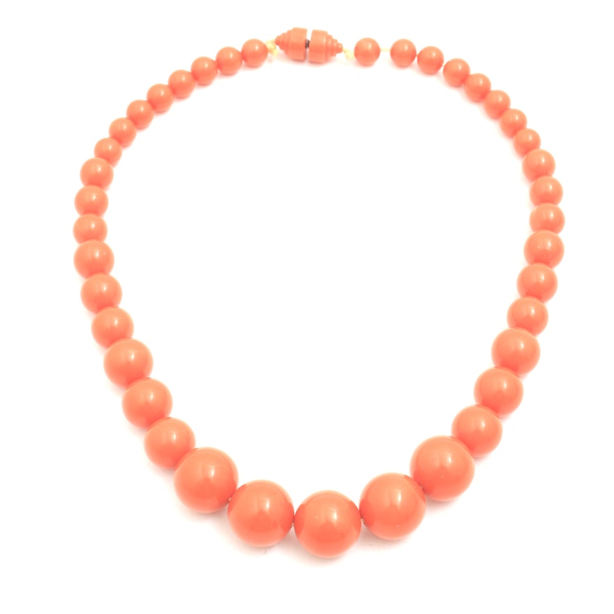 Orange Bakelite Bead Vintage Necklace