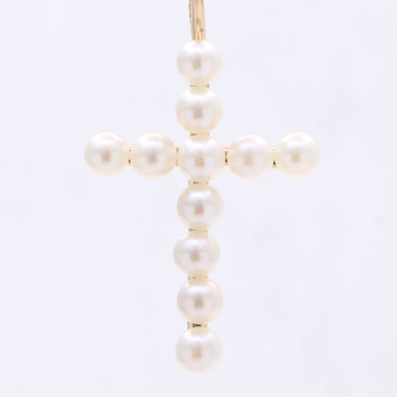 14K Yellow Gold Cultured Pearl Cross Necklace
