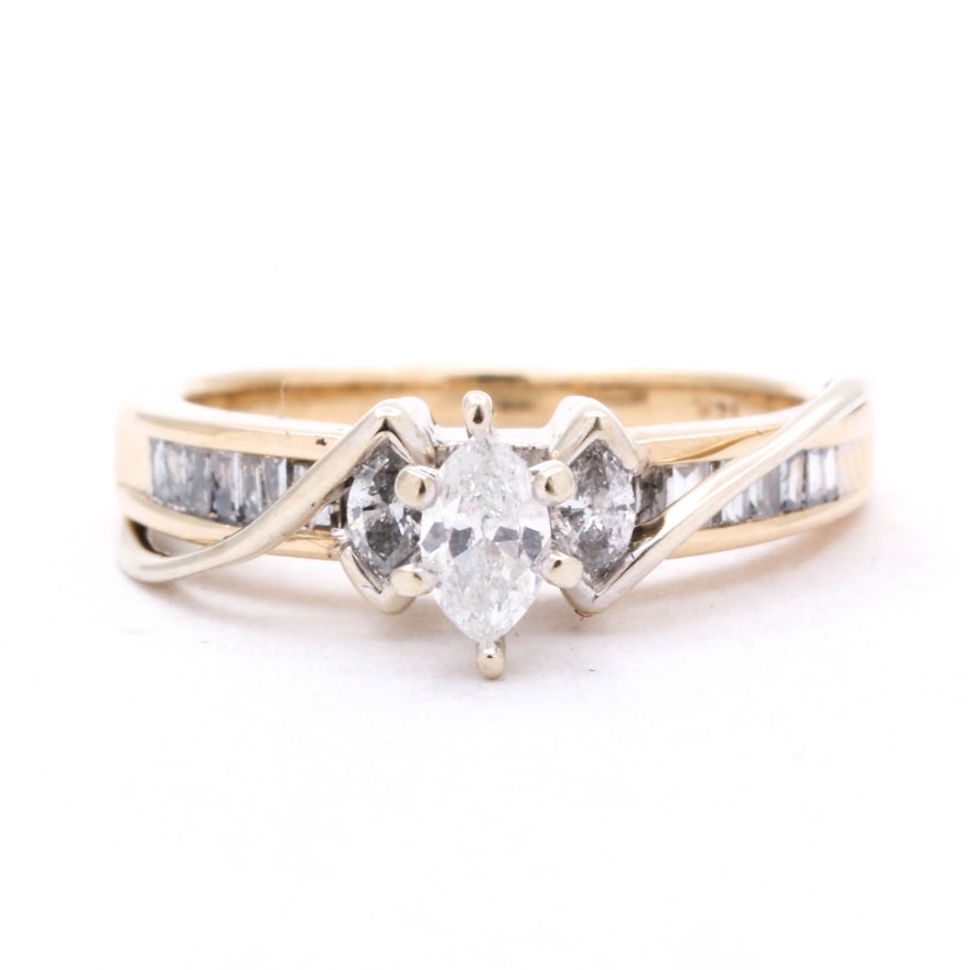 14K Yellow Gold Diamond Engagement Ring