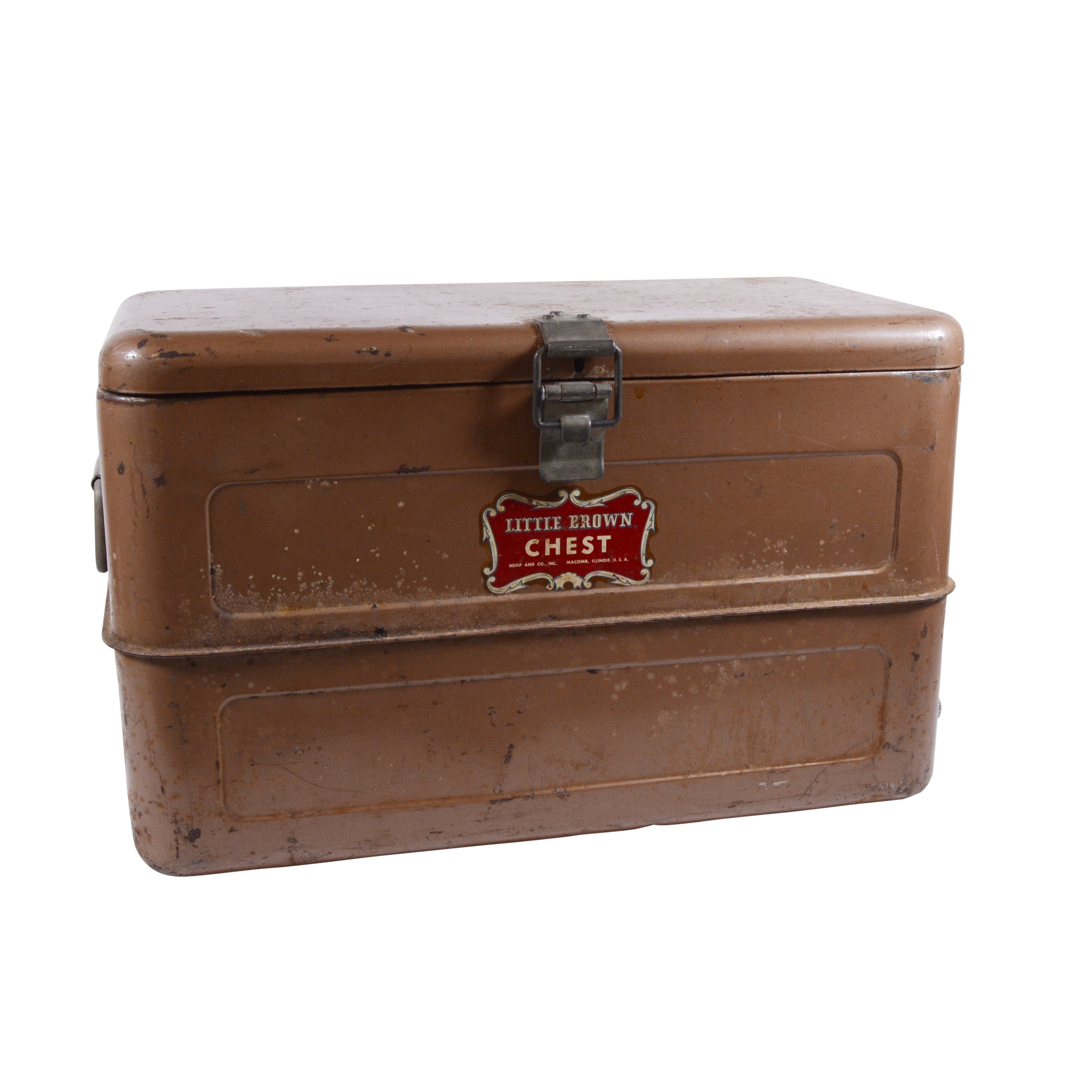 "Little Brown Chest" Insulated Metal Cooler, Vintage