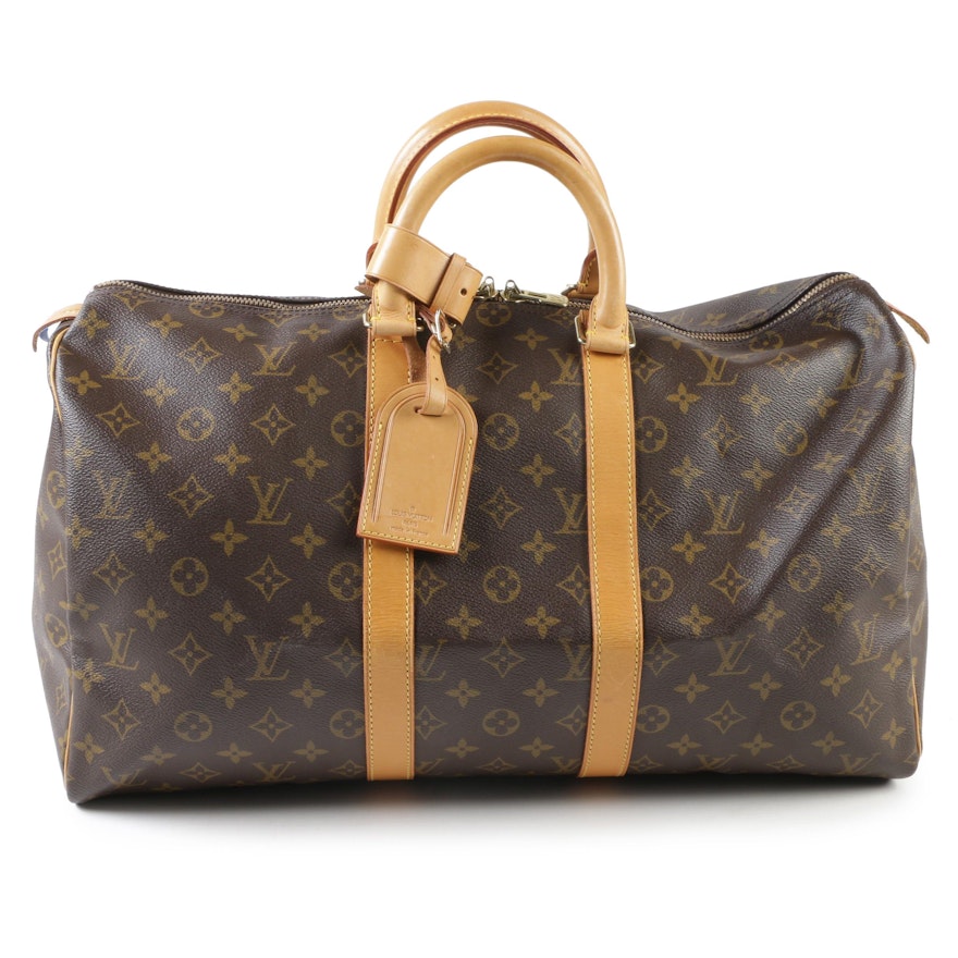 Louis Vuitton Paris Monogram Canvas Keepall 45 Duffel Bag, Made in France