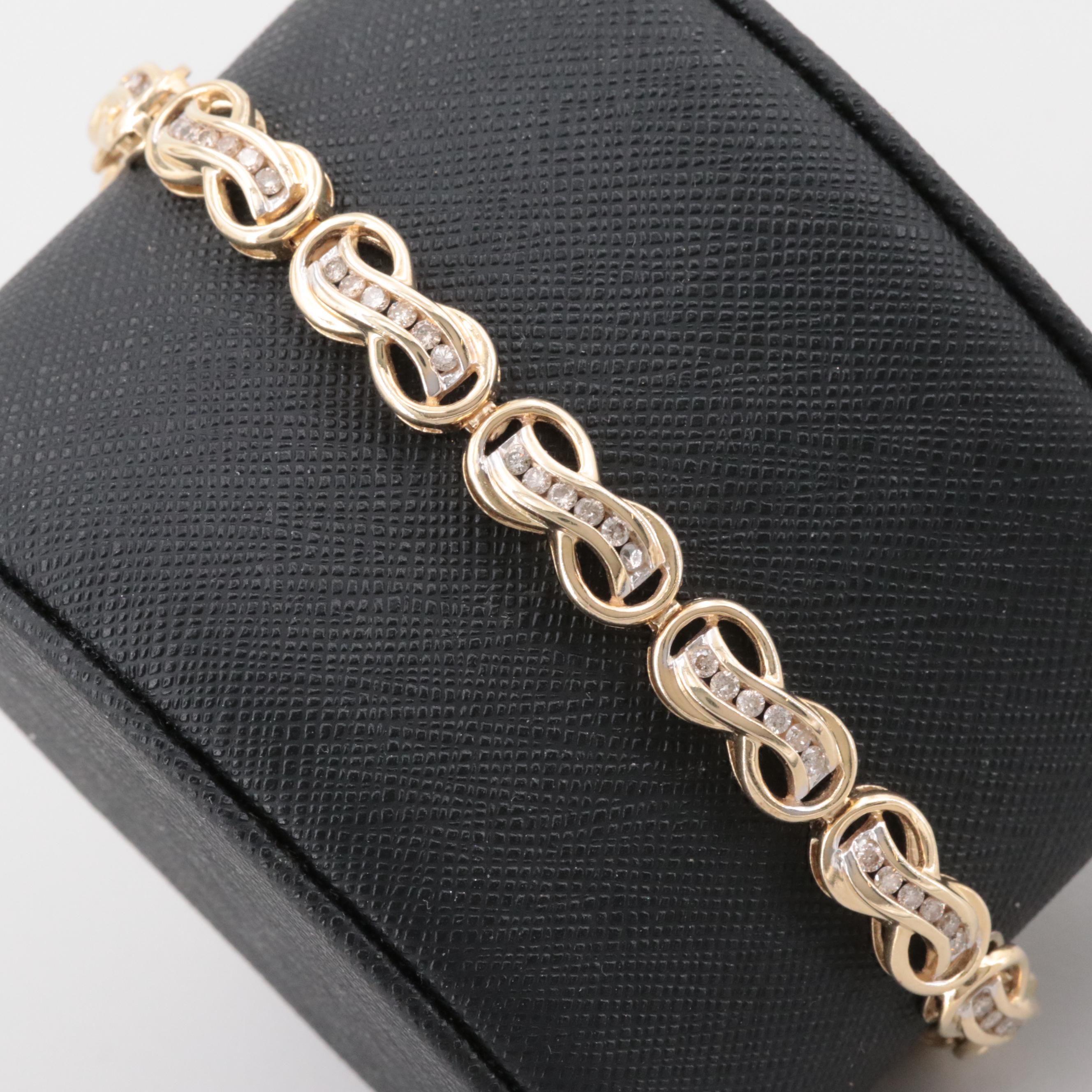 14K Yellow Gold 1.65 CTW Diamond Infinity Link Bracelet
