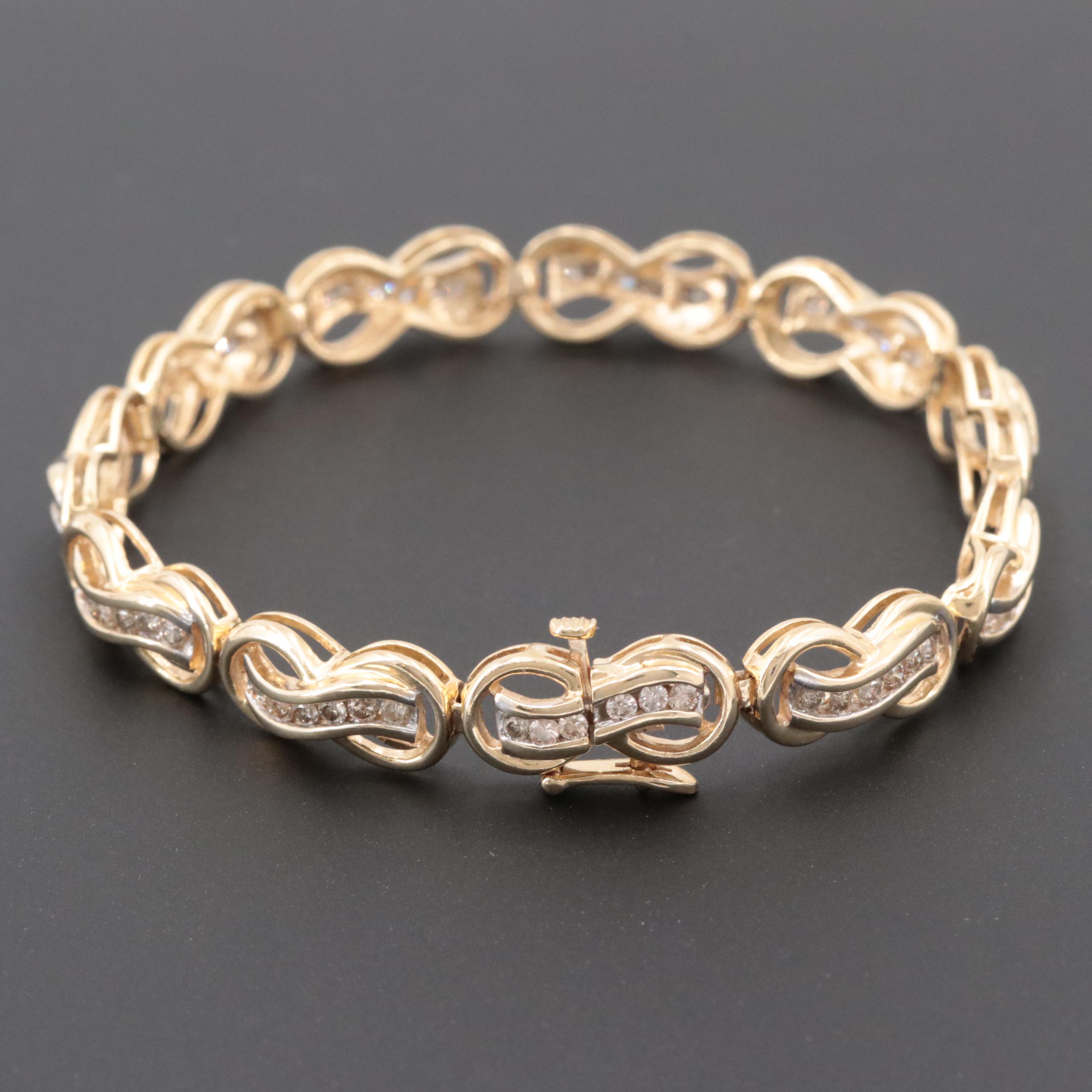 14K Yellow Gold 1.65 CTW Diamond Infinity Link Bracelet