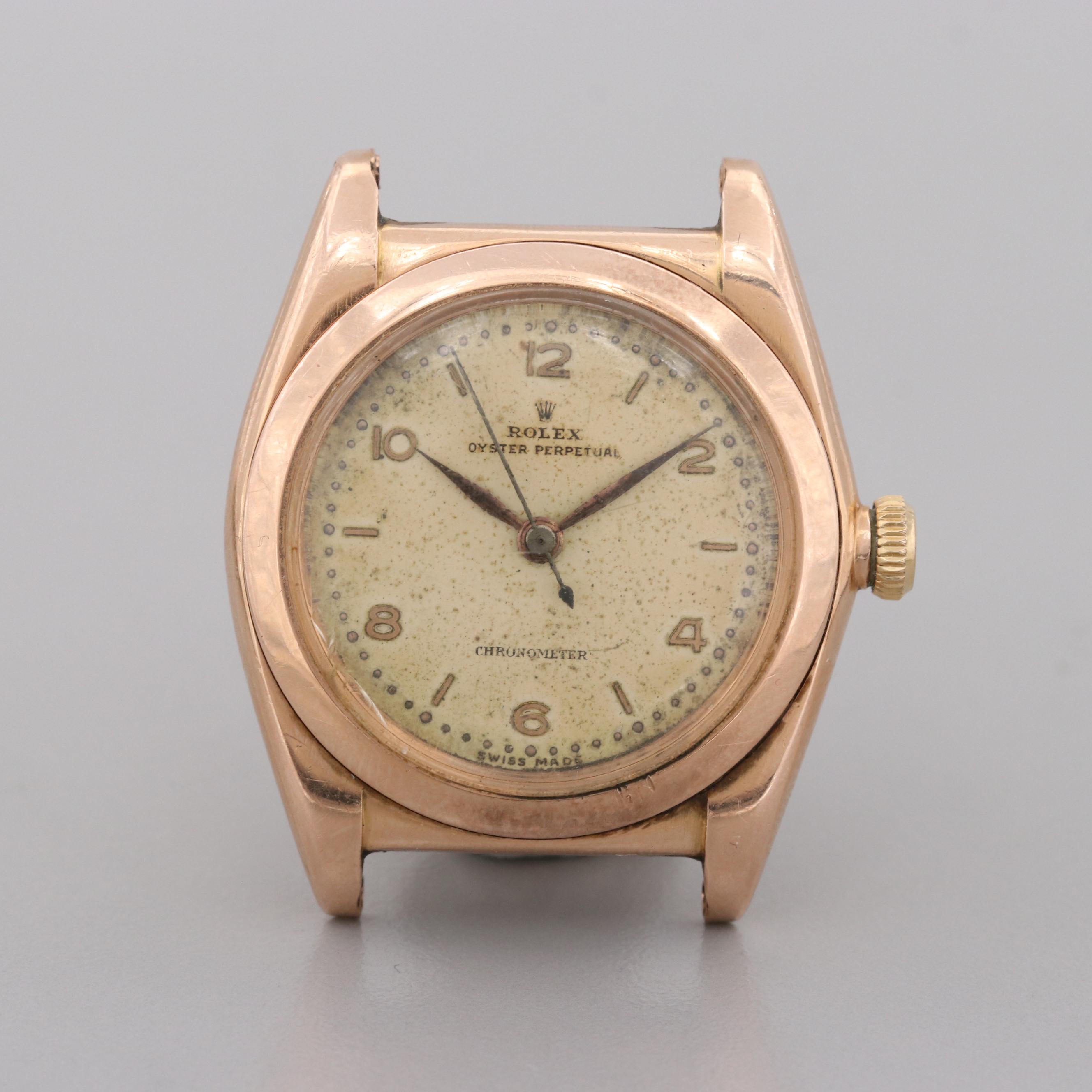 Rolex 14K Rose Gold Bubble Back Watch, 1946