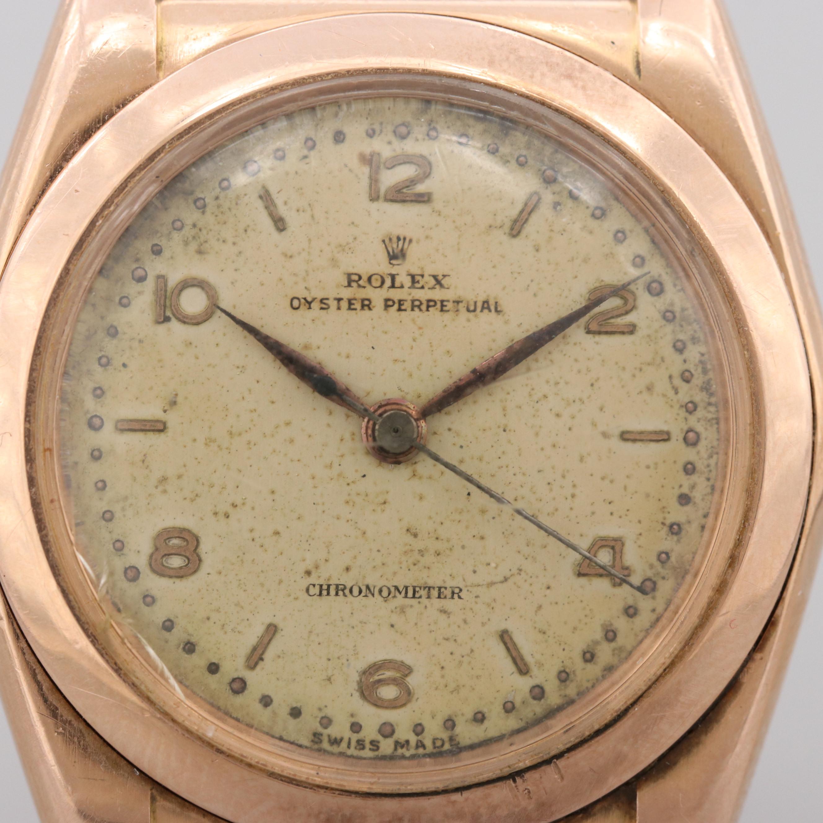 Rolex 14K Rose Gold Bubble Back Watch, 1946