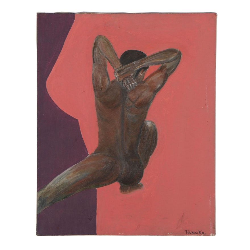 Tanaka 1981 Mixed Media  Painting of Male Nude