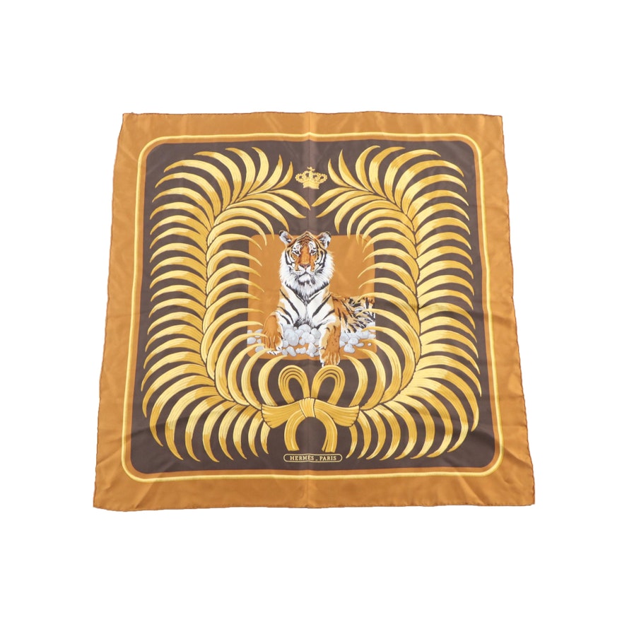 Hermès Paris "Tigre Royal" Silk Scarf by Christiane Vauzelles