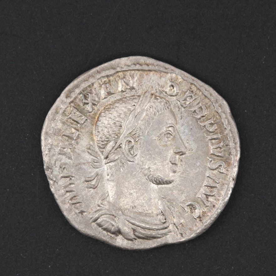 Ancient Roman Imperial Severus Alexander AR Denarius, ca. 232 A.D.