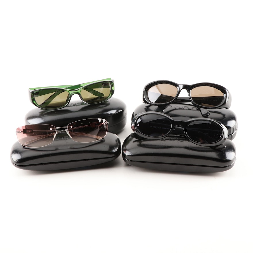 Four Pairs of Women's Gucci Sunglasses with Cases