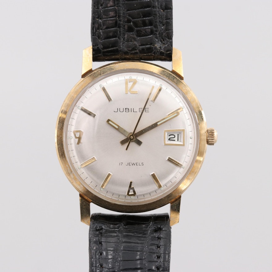 Vintage Jubilee Gold Tone Stem Wind Wristwatch