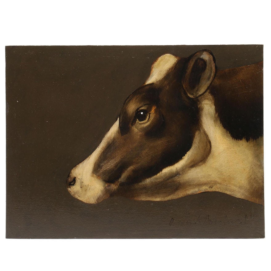 David Andrews Oil Painting of Friesian Cow