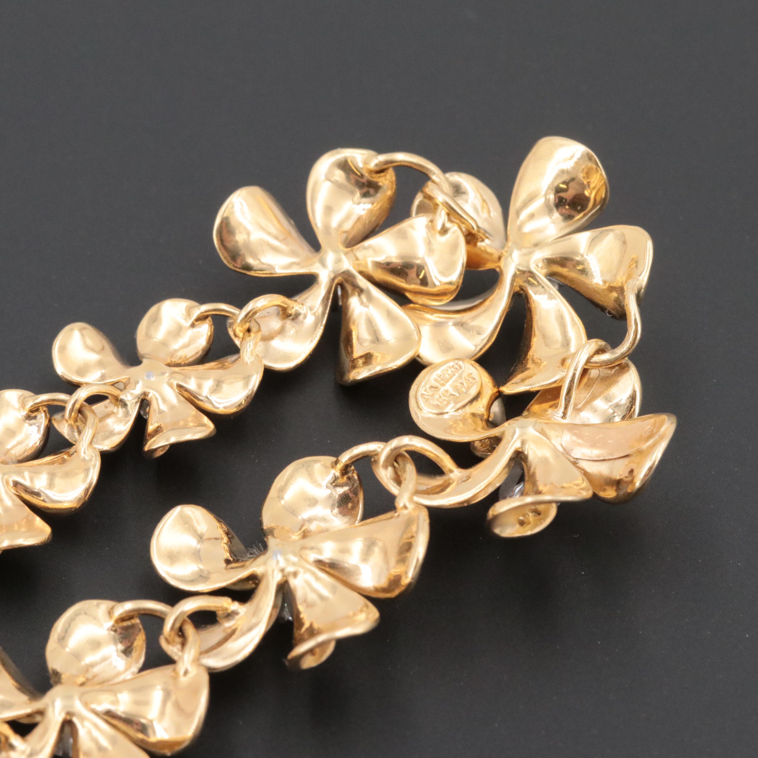 Na Hoku 18K Yellow Gold 2.71 CTW Plumeria Flower Necklace with Platinum Settings