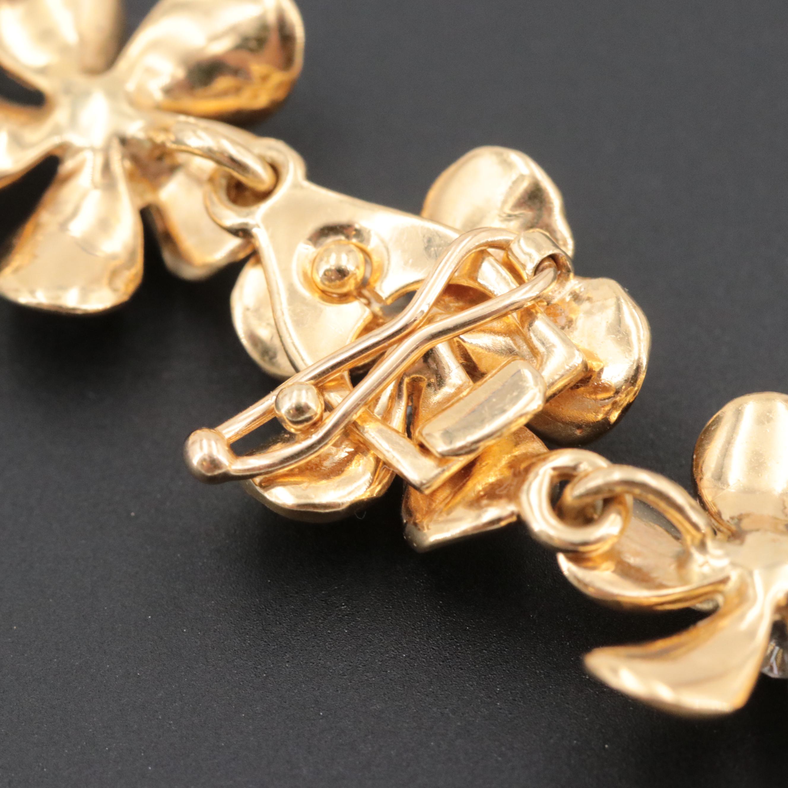 Na Hoku 18K Yellow Gold 2.71 CTW Plumeria Flower Necklace with Platinum Settings