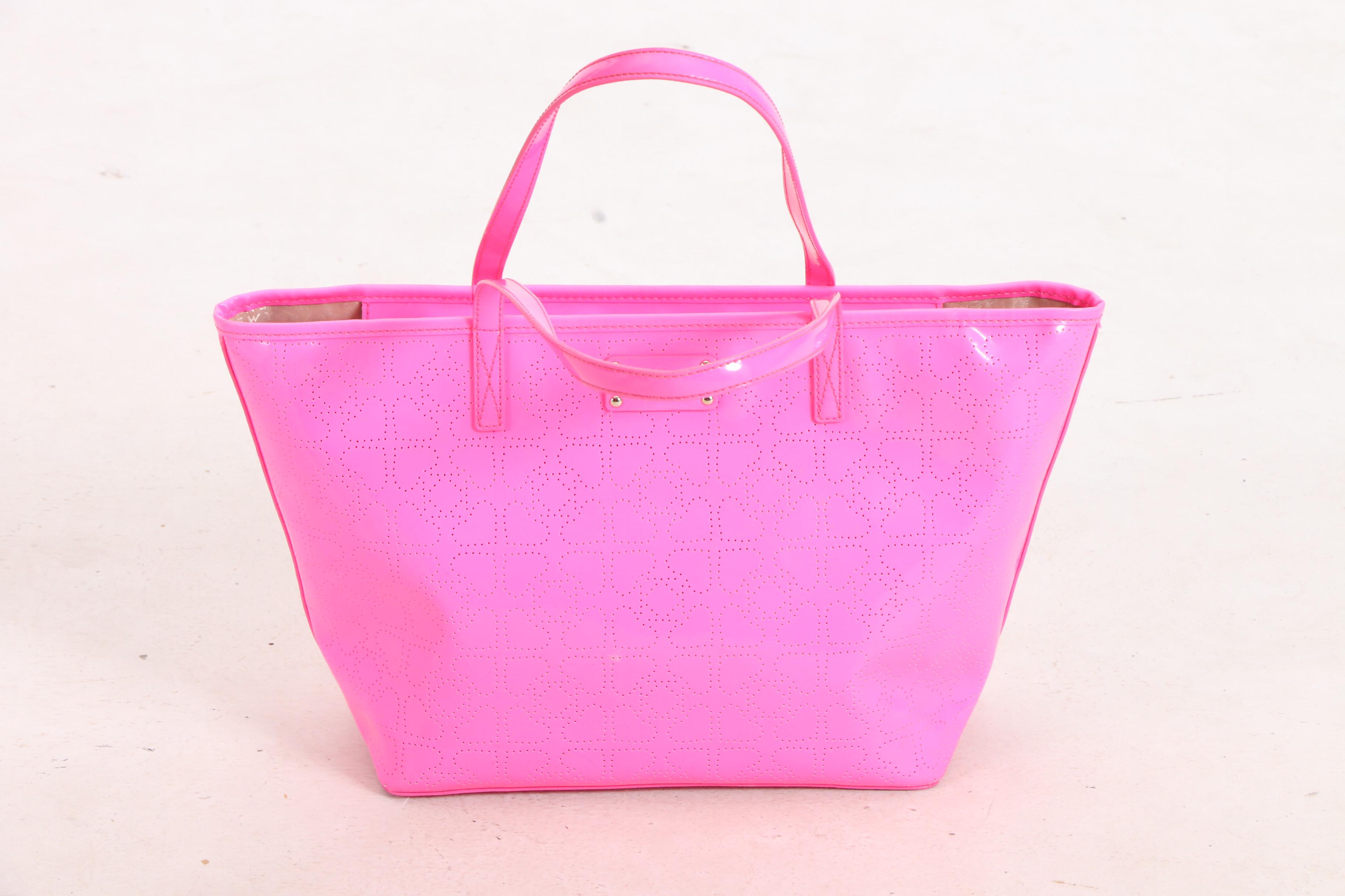 Kate Spade Pink Carol Dress and Hot Pink Harmony Metro Perforated Tote Bag
