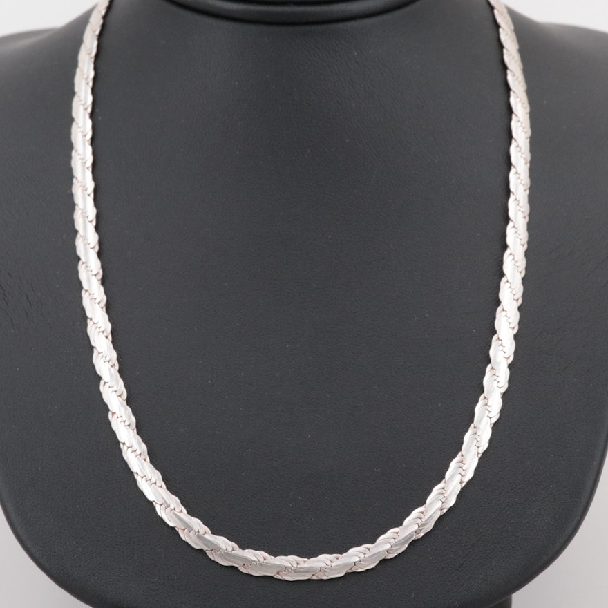 Sterling Silver Twisted Herringbone Necklace