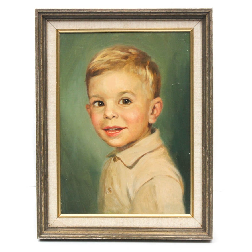 Mid 20th Century Oil Portrait