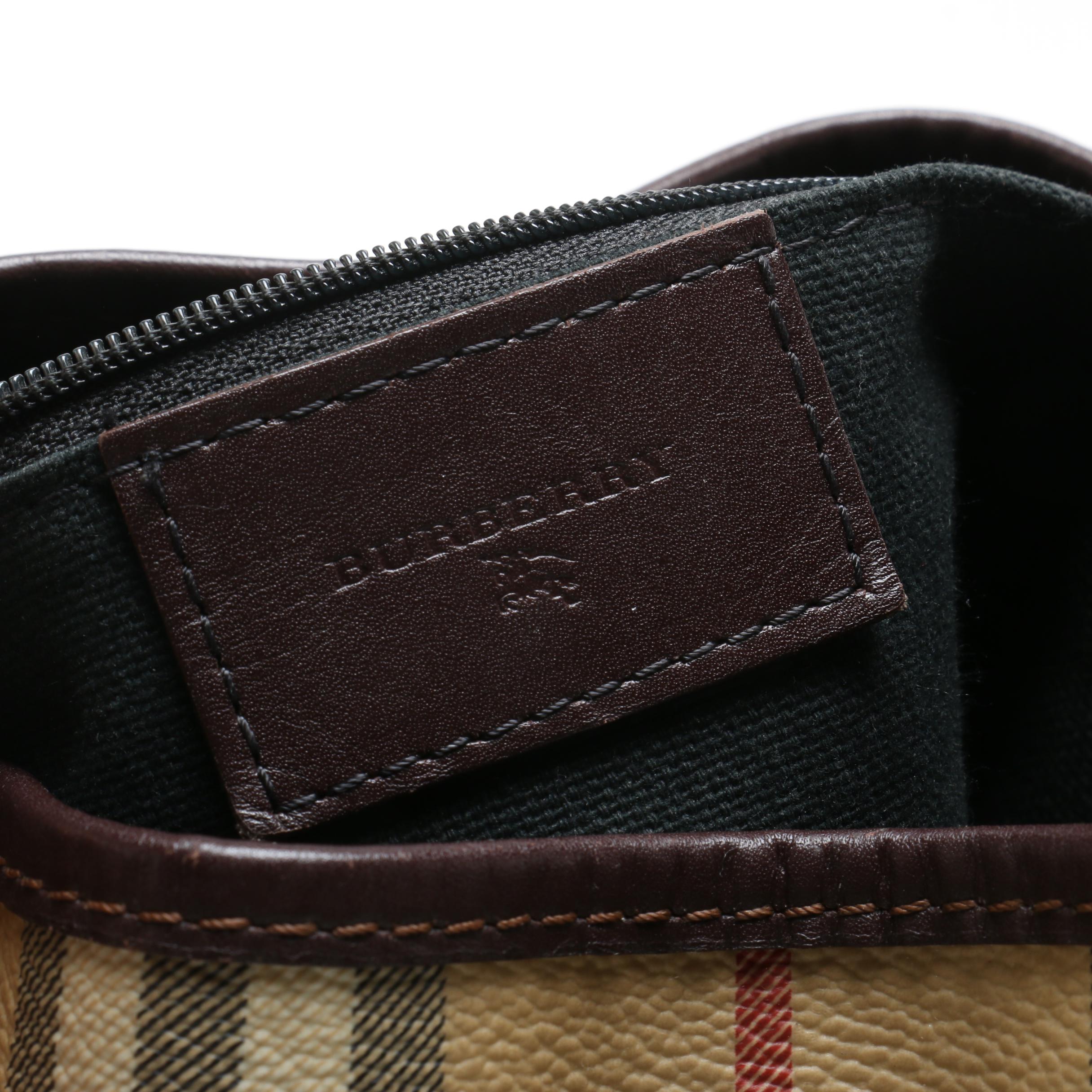 Burberry "Haymarket Check" Coated Canvas and Leather Bucket Bag