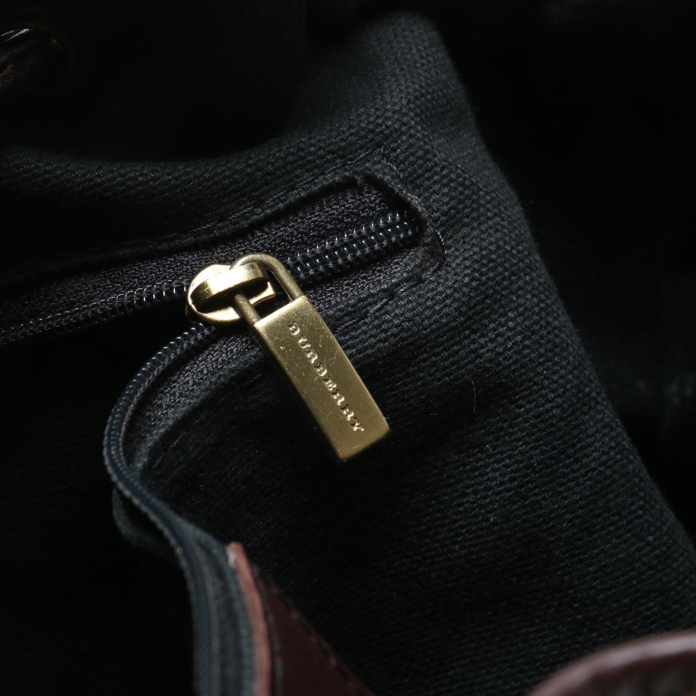 Burberry "Haymarket Check" Coated Canvas and Leather Bucket Bag