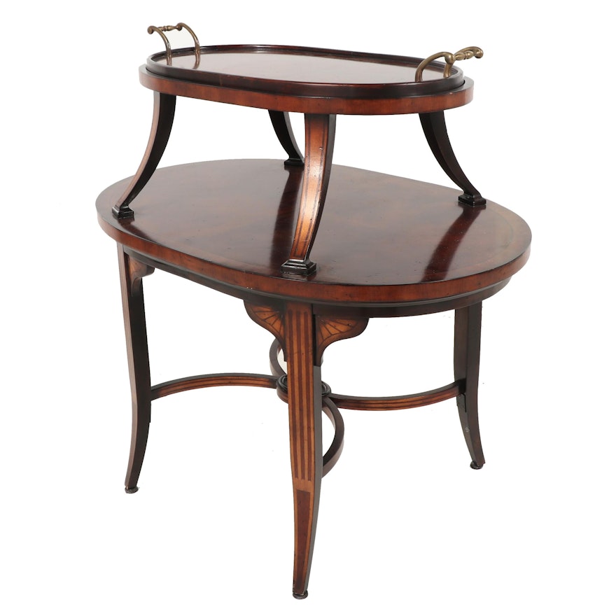 Regency Style Wooden Two-Tiered Serving Table, Contemporary