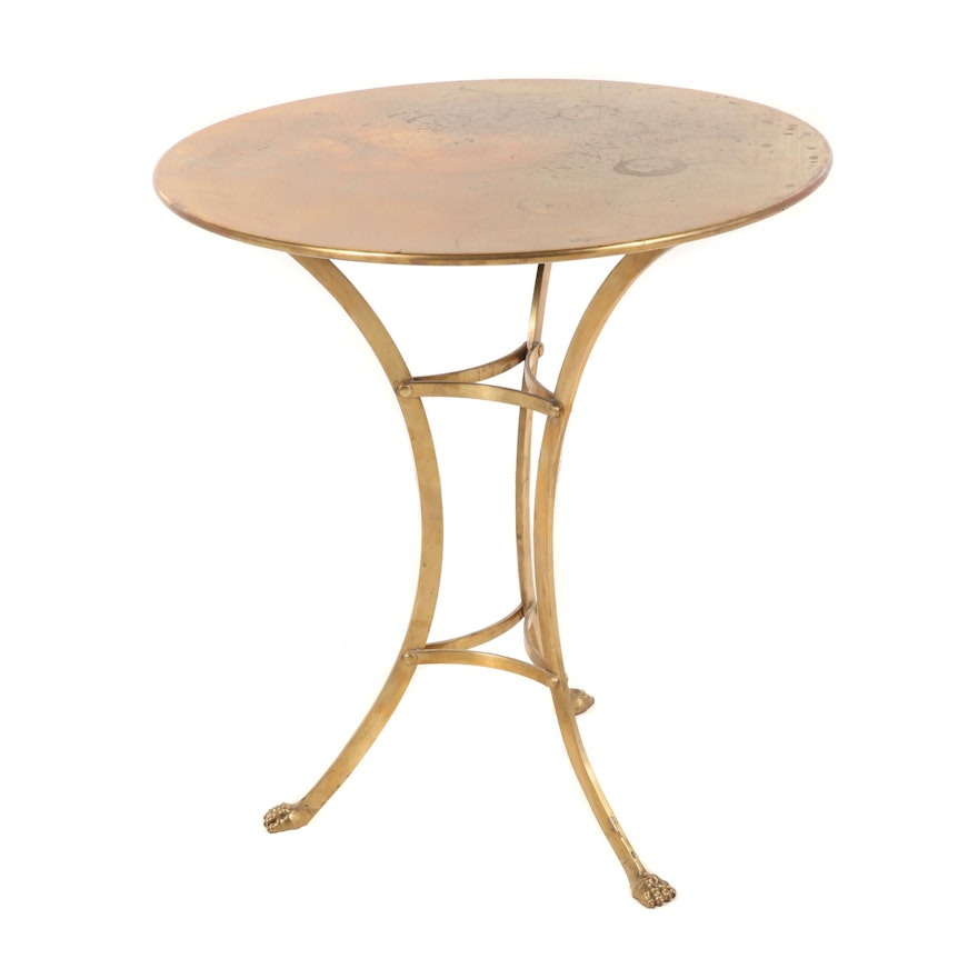 Brass Side Table with Claw Feet