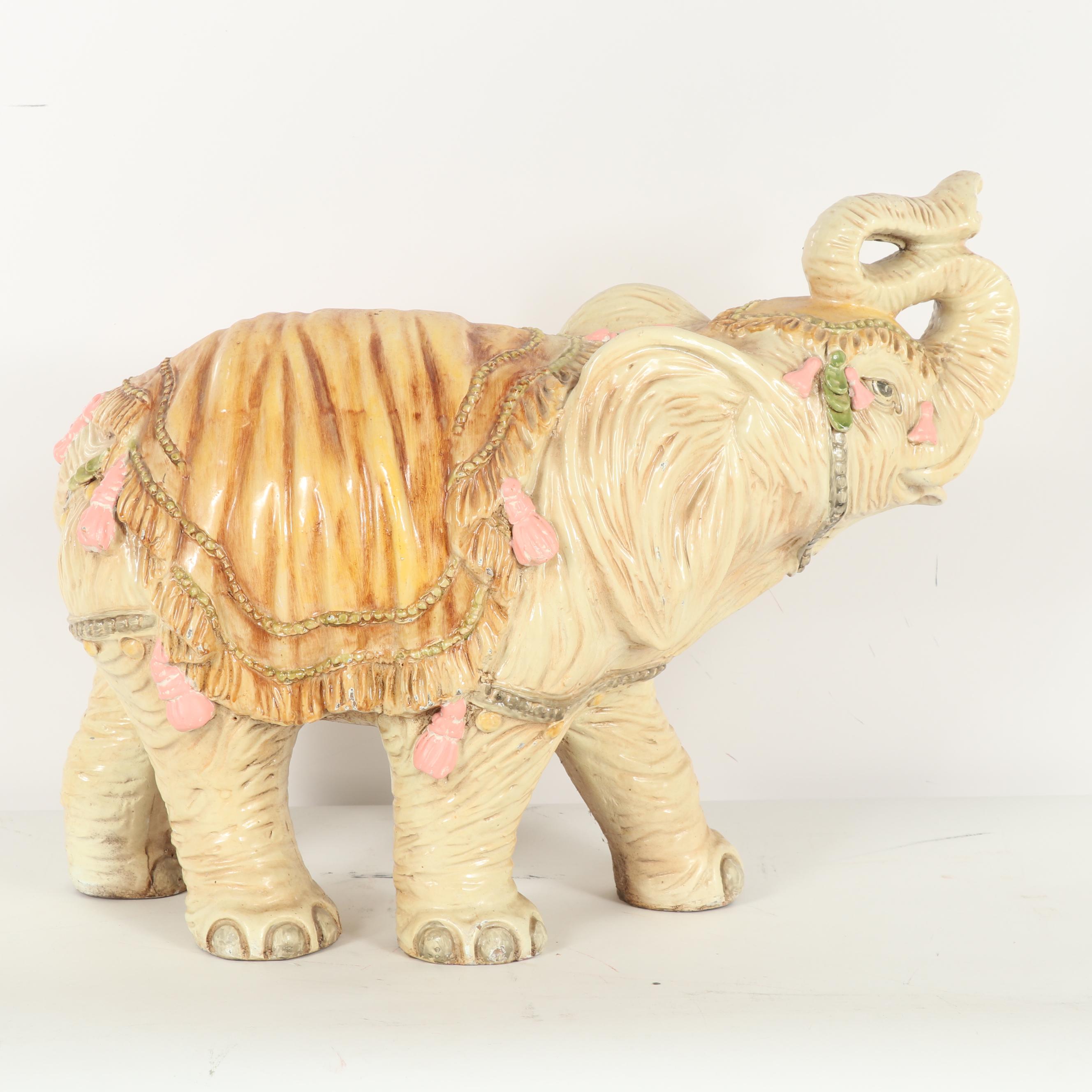 Marwal Elephant Chalkware Statue
