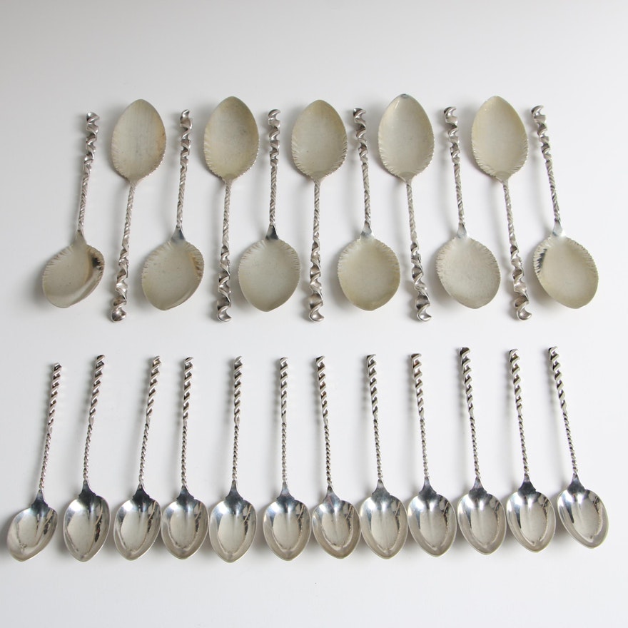 Whiting "Twist" Sterling Silver Teaspoons and Demitasse Spoons