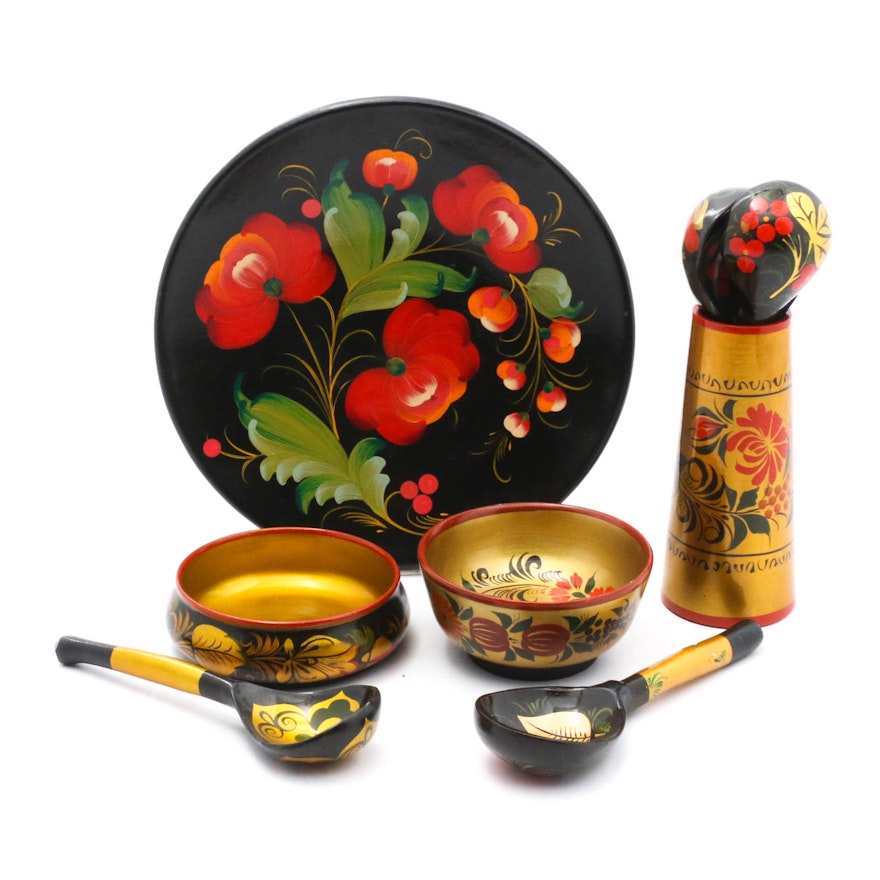 Vintage Russian Lacquerware Decorative Tableware