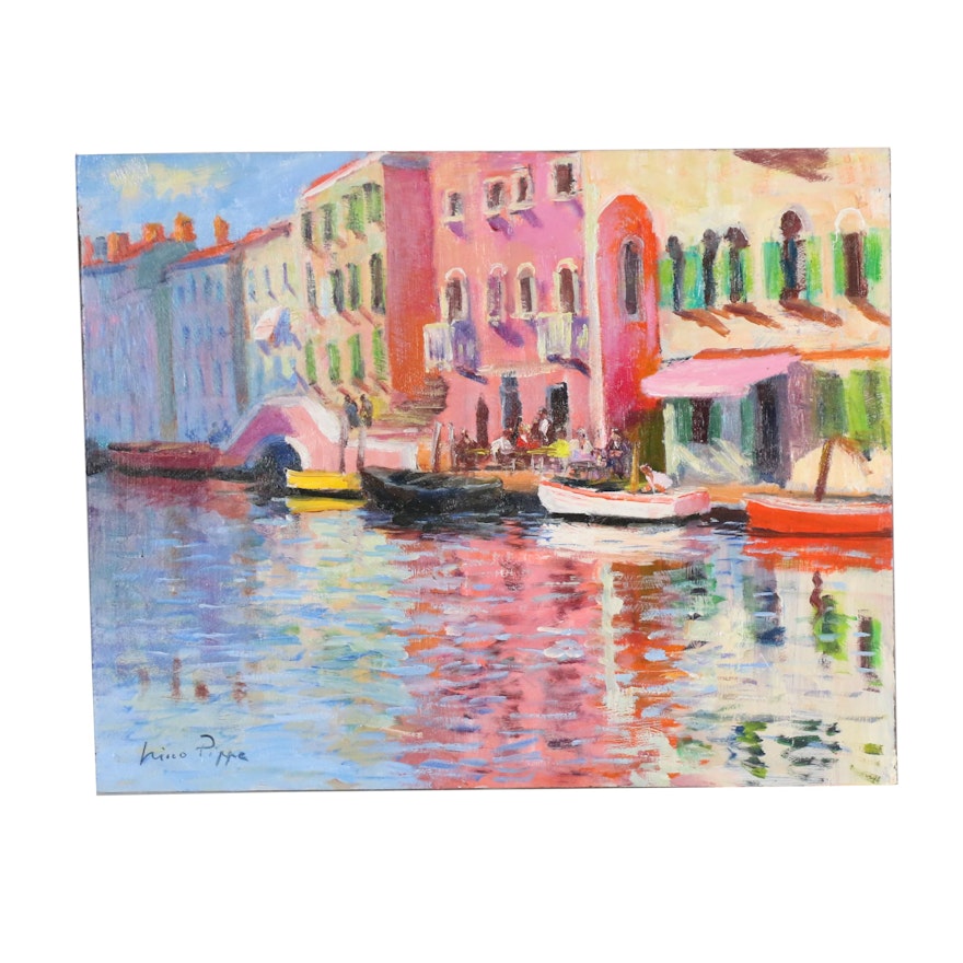 Nino Pippa Oil Painting "Venice Sidewalk Café"
