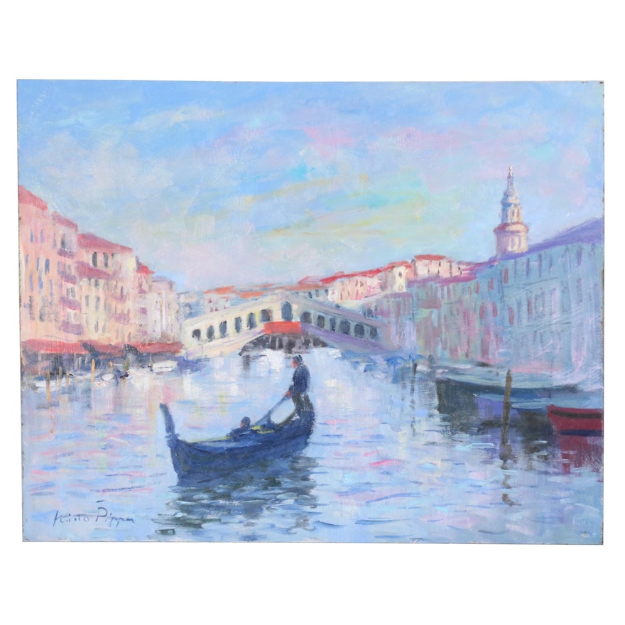 Nino Pippa Oil Painting "Venice - The Rialto Bridge"