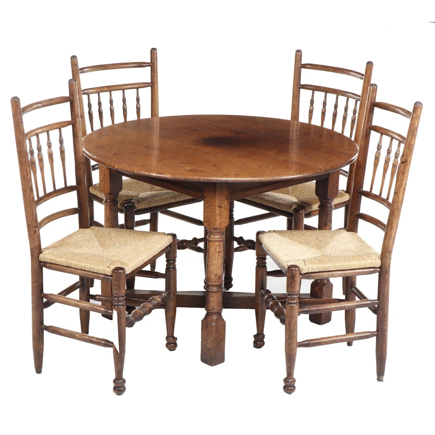 Round Pine Kitchen Table With Four Chairs
