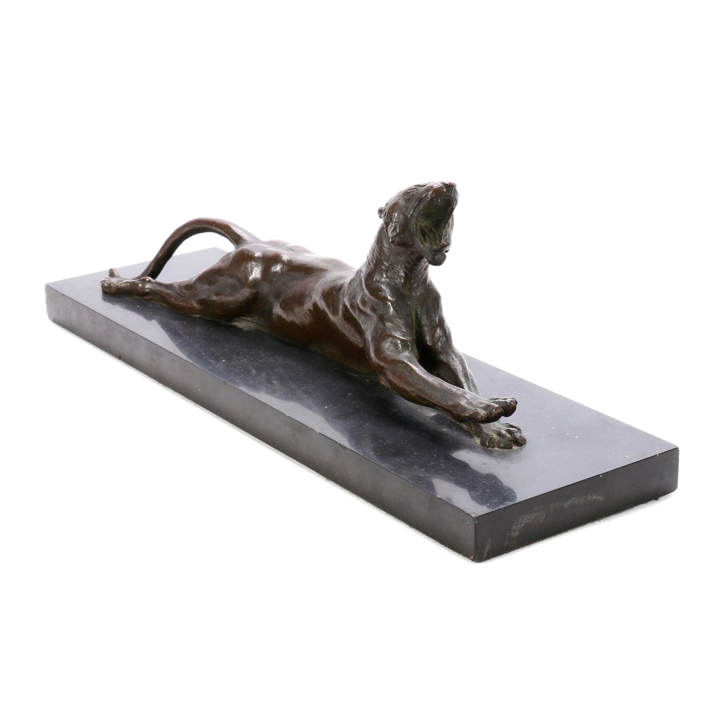 Anna Vaughn Hyatt Huntington Bronze "Yawning Tiger"